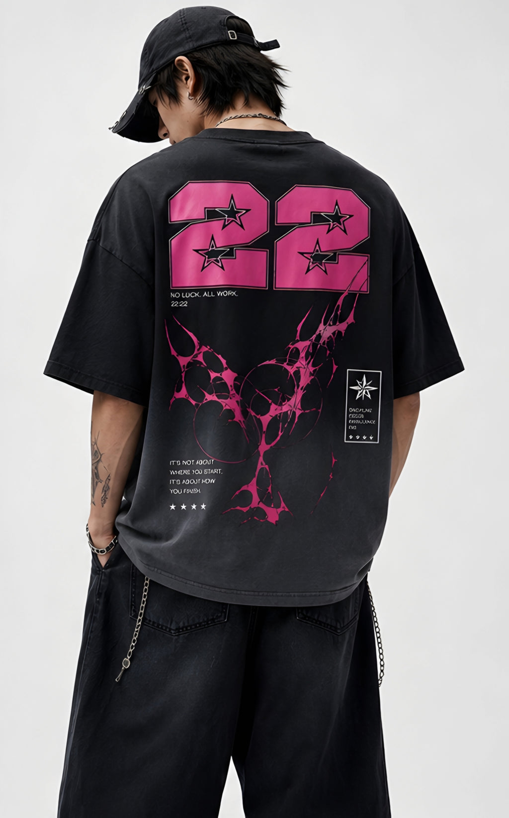 No luck black ombré wash boxy fit tshirt (unisex)
