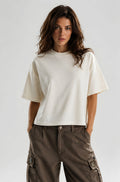Not shy off white cropped tshirt