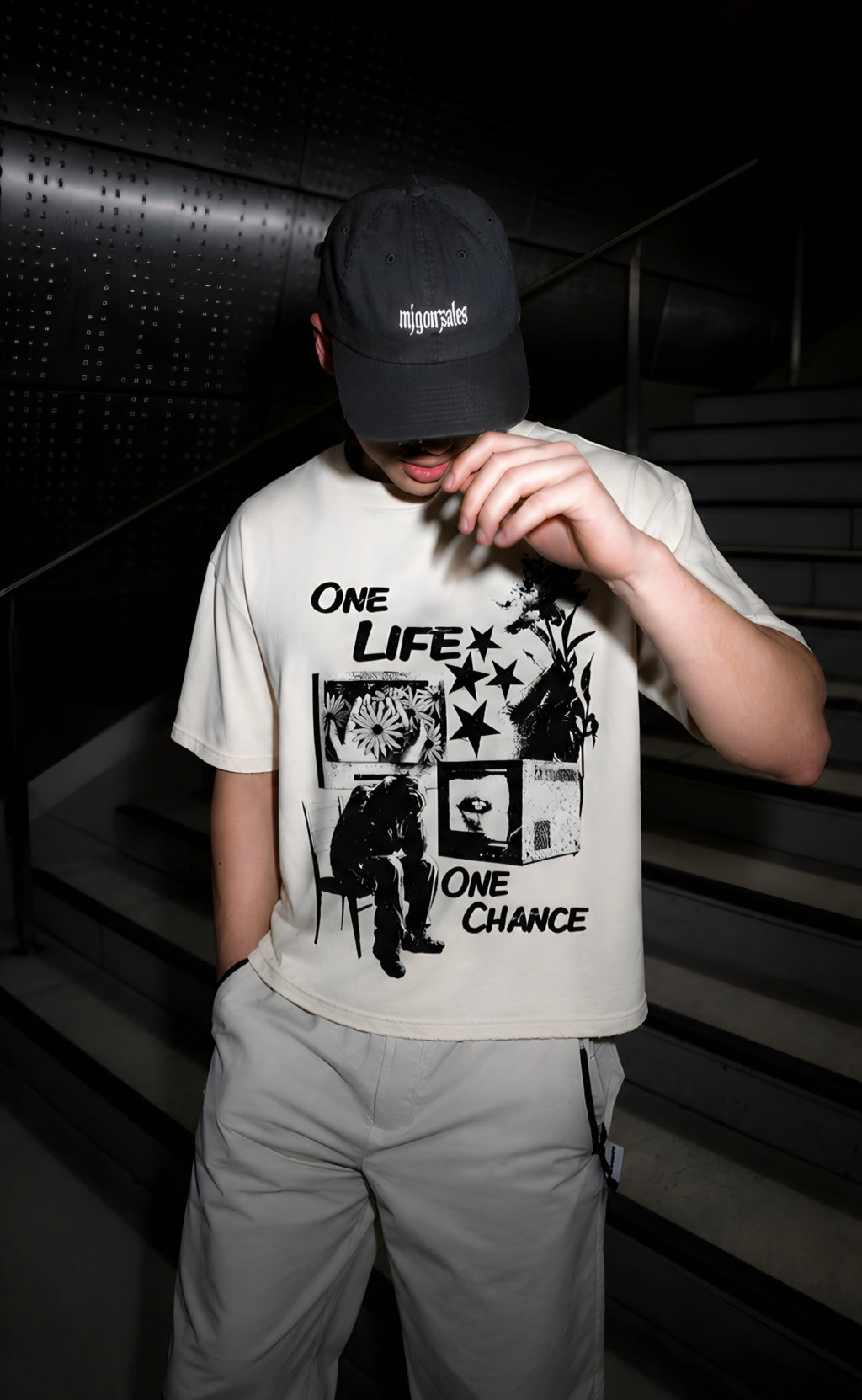 One chance off white cropped thsirt