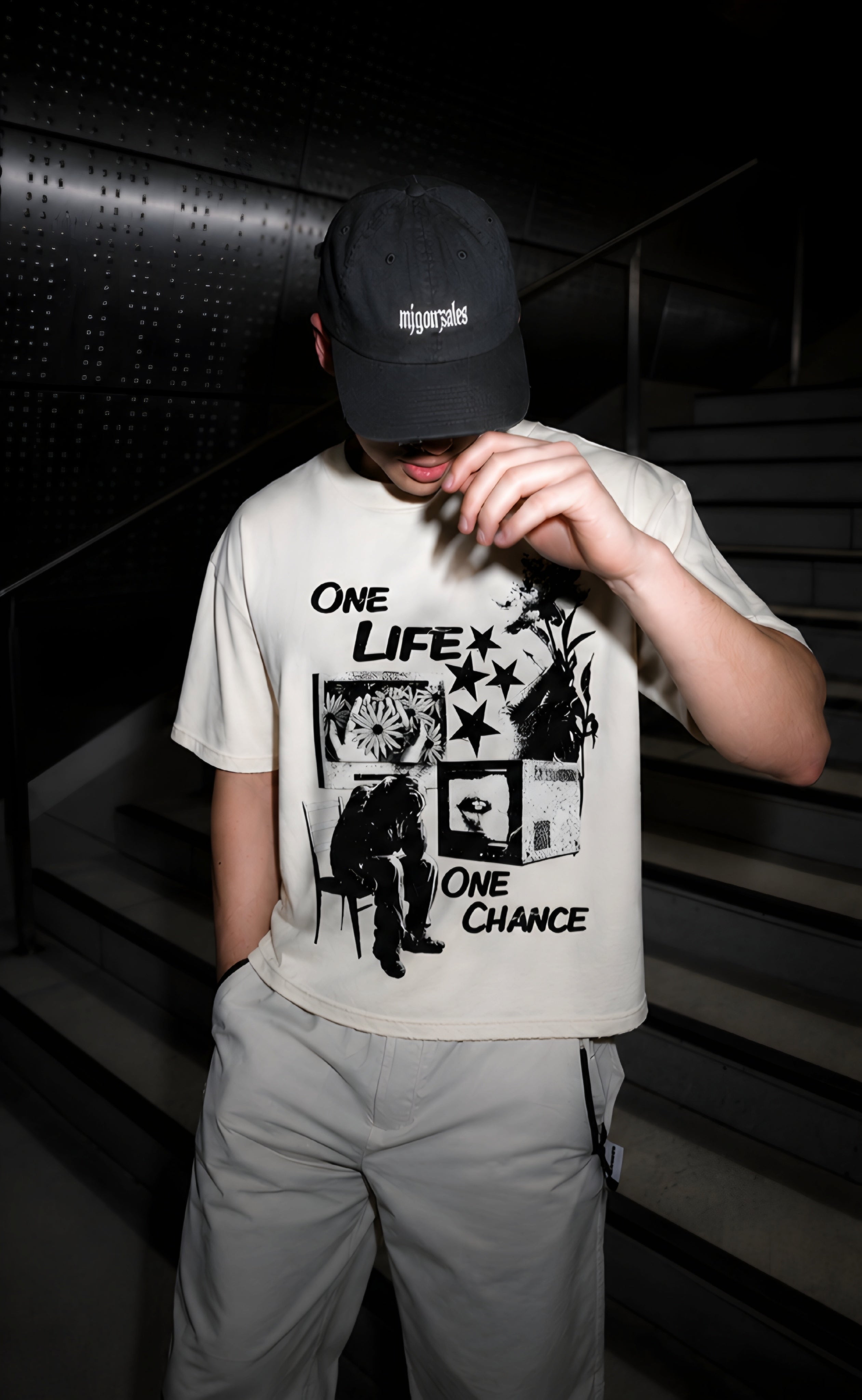 One chance off white cropped thsirt