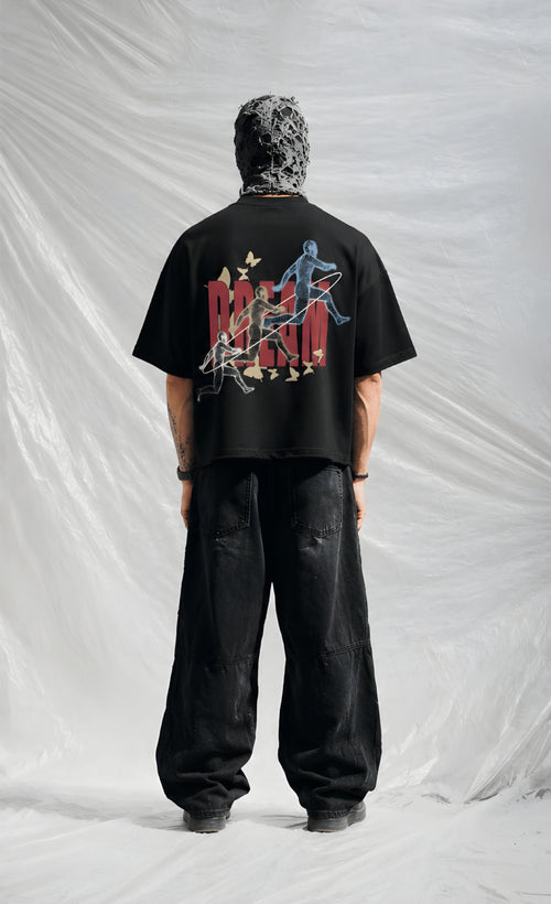 Dreams black boxy fit cropped tshirt