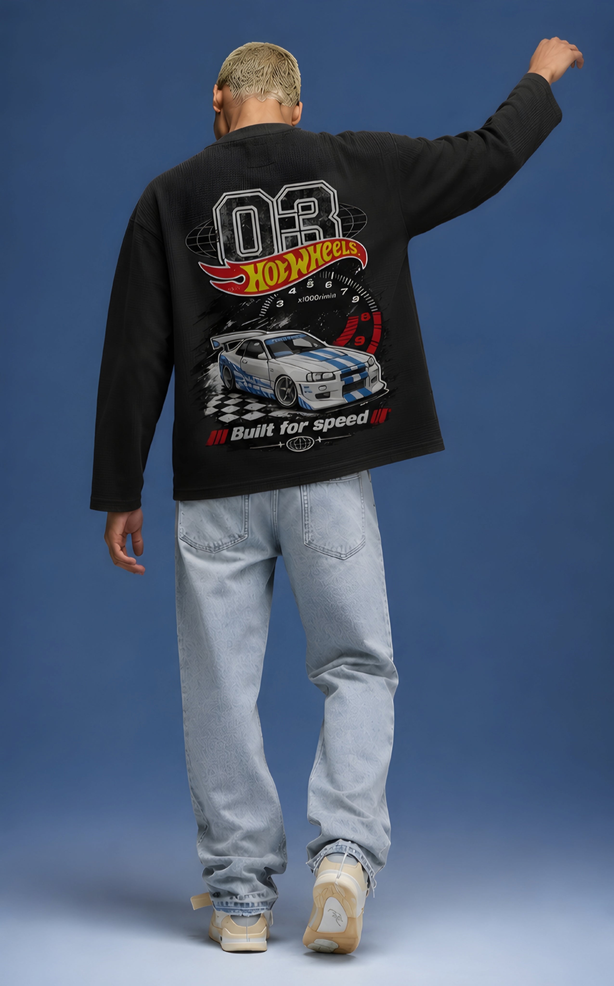 Nos black waffle knit tshirt