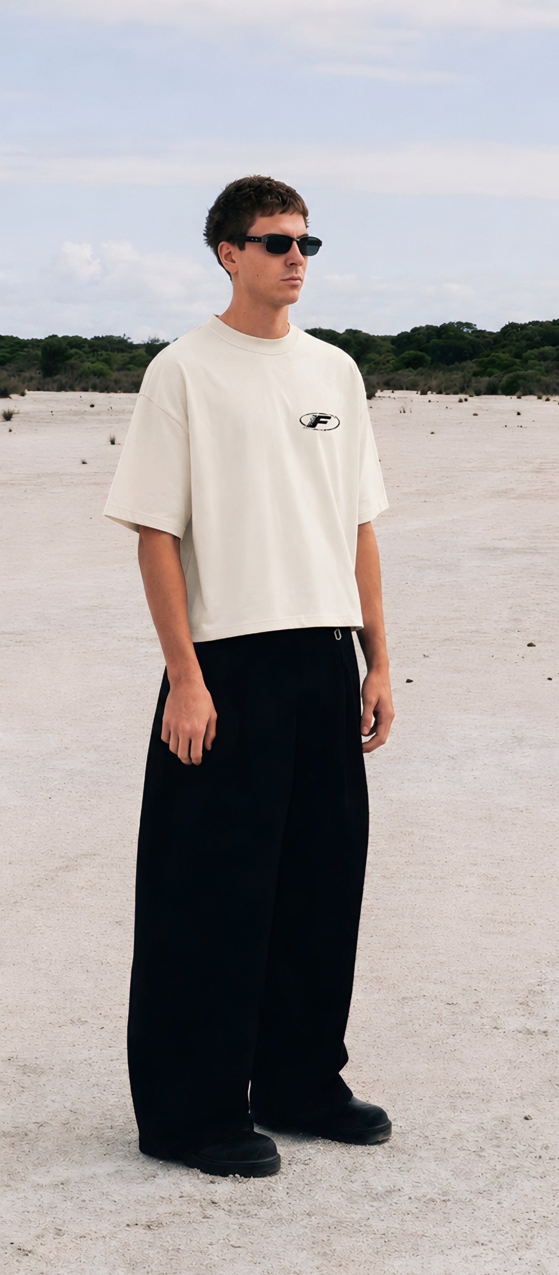 Director's off white boxy fit cropped tshirt