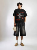 Hated by many black boxy fit cropped t-shirt