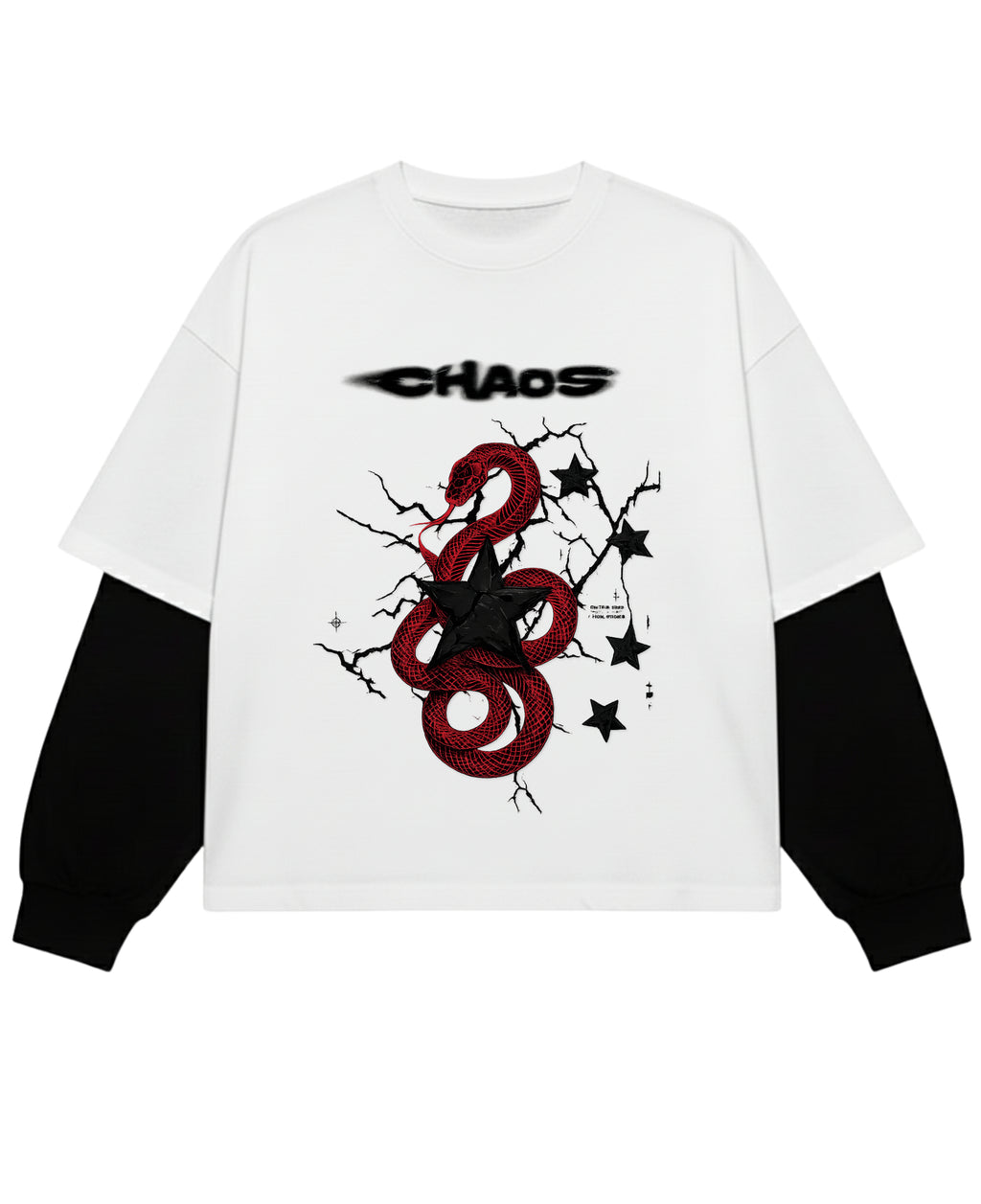 White With Black Sleeve Oversized Tee Front Design