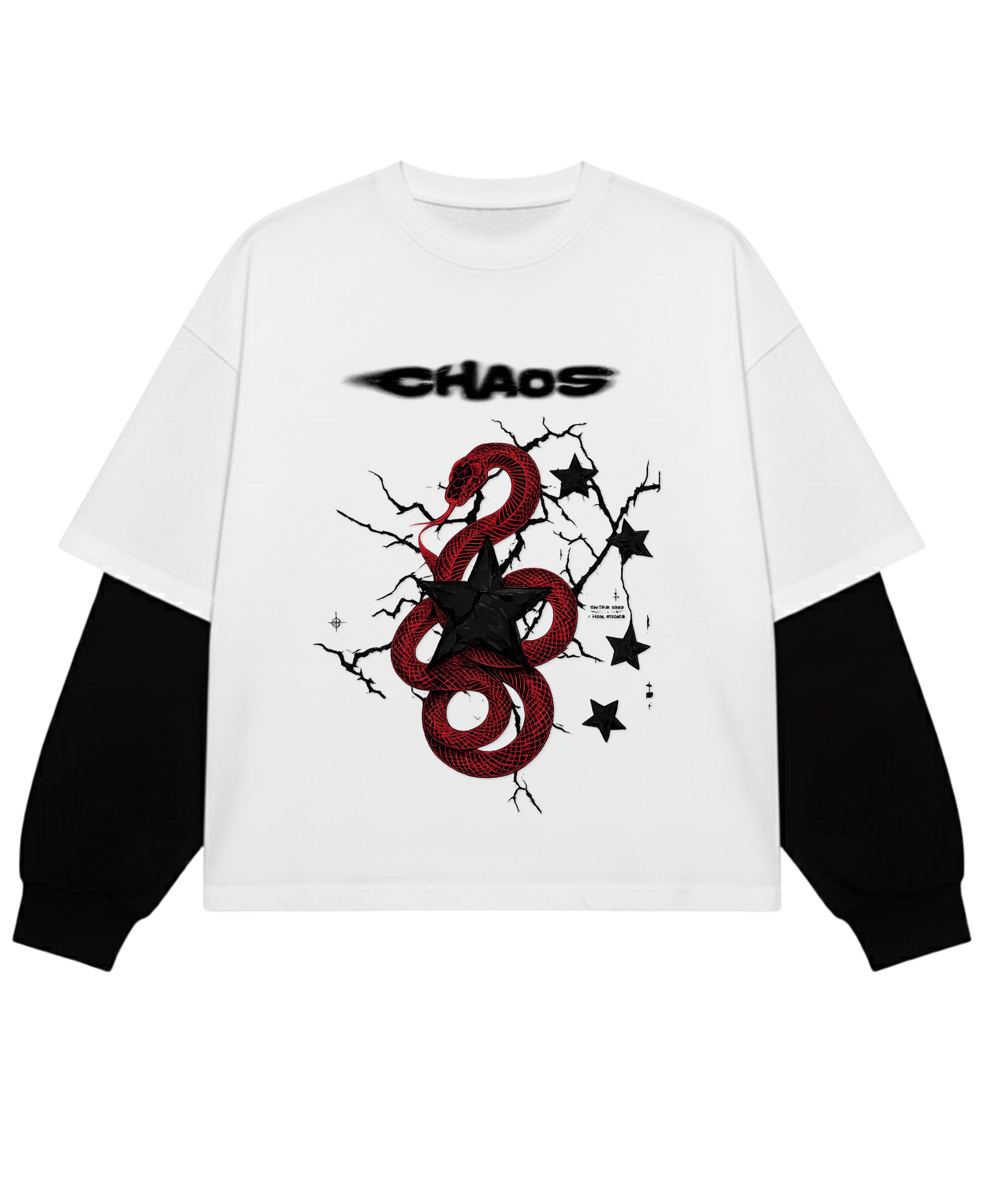 White With Black Sleeve Oversized Tee Front Design