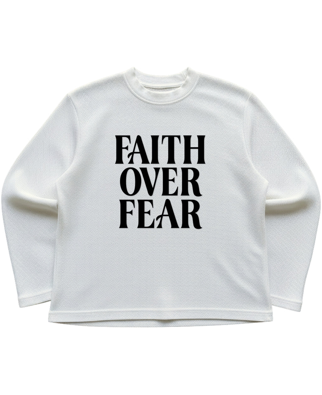 Off-white waffle knit oversized full-sleeve Front Design