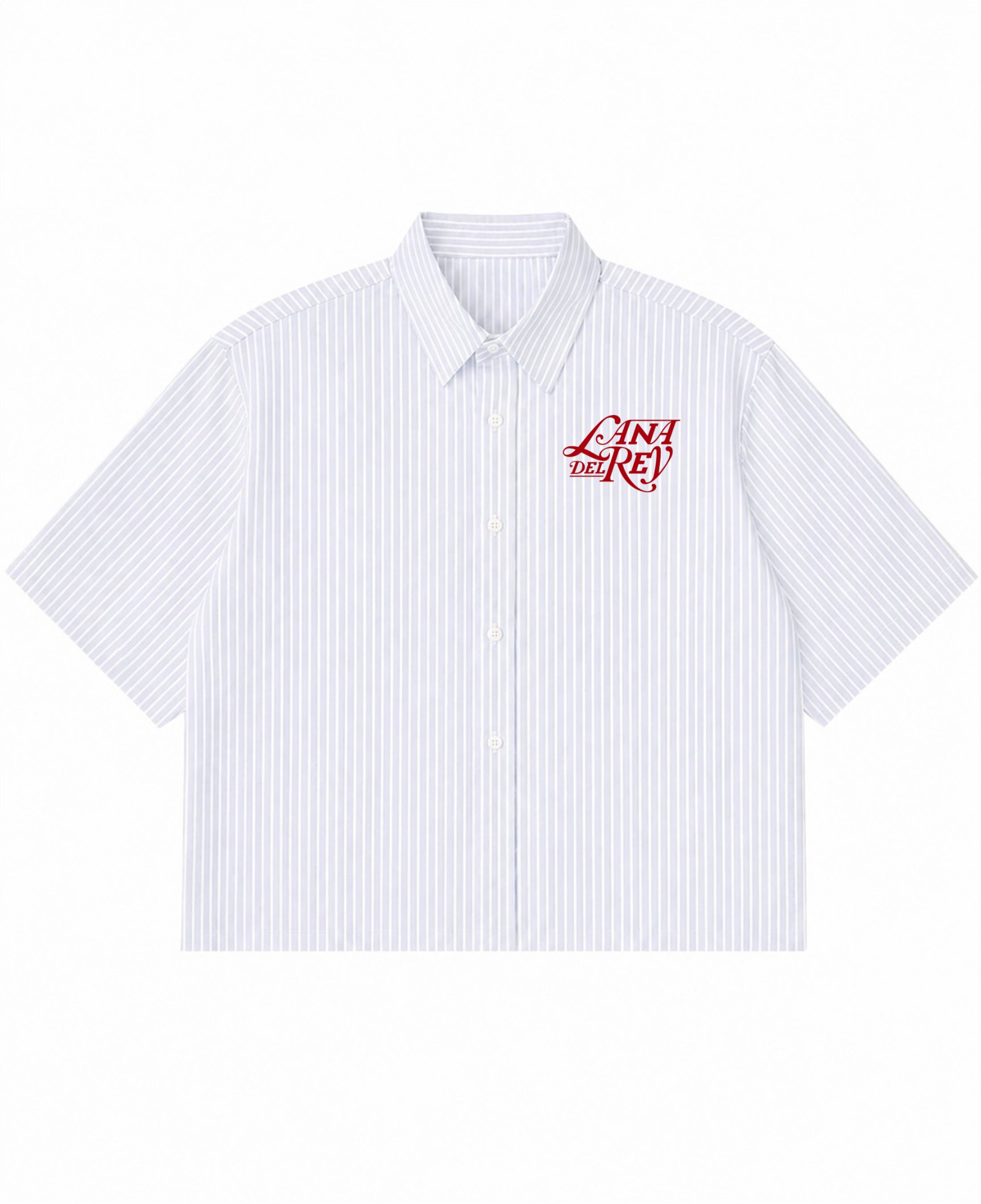 Blue Striped Oxford Boxy Shirt Front Design