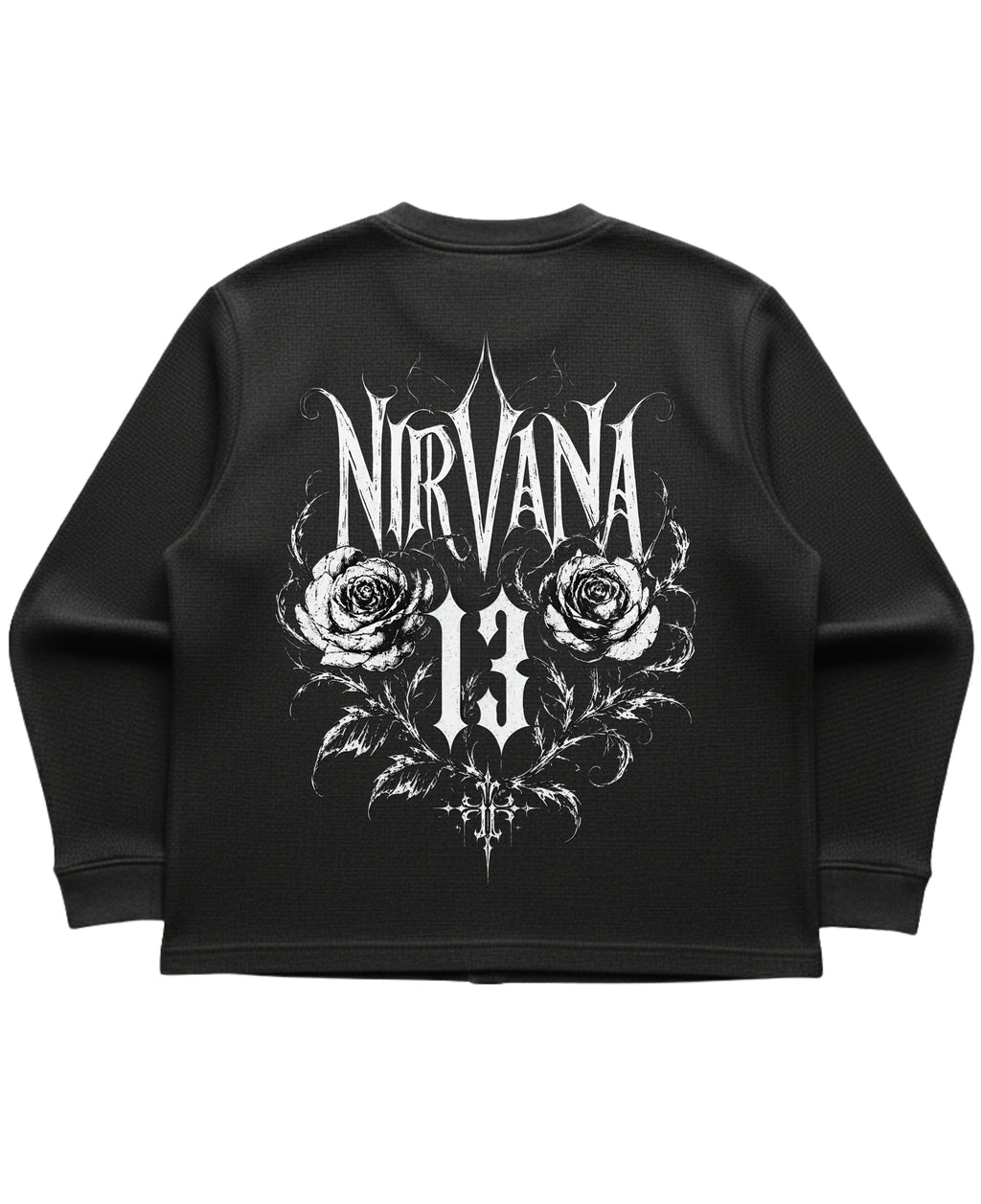 Black waffle knit oversized full-sleeve Back Design