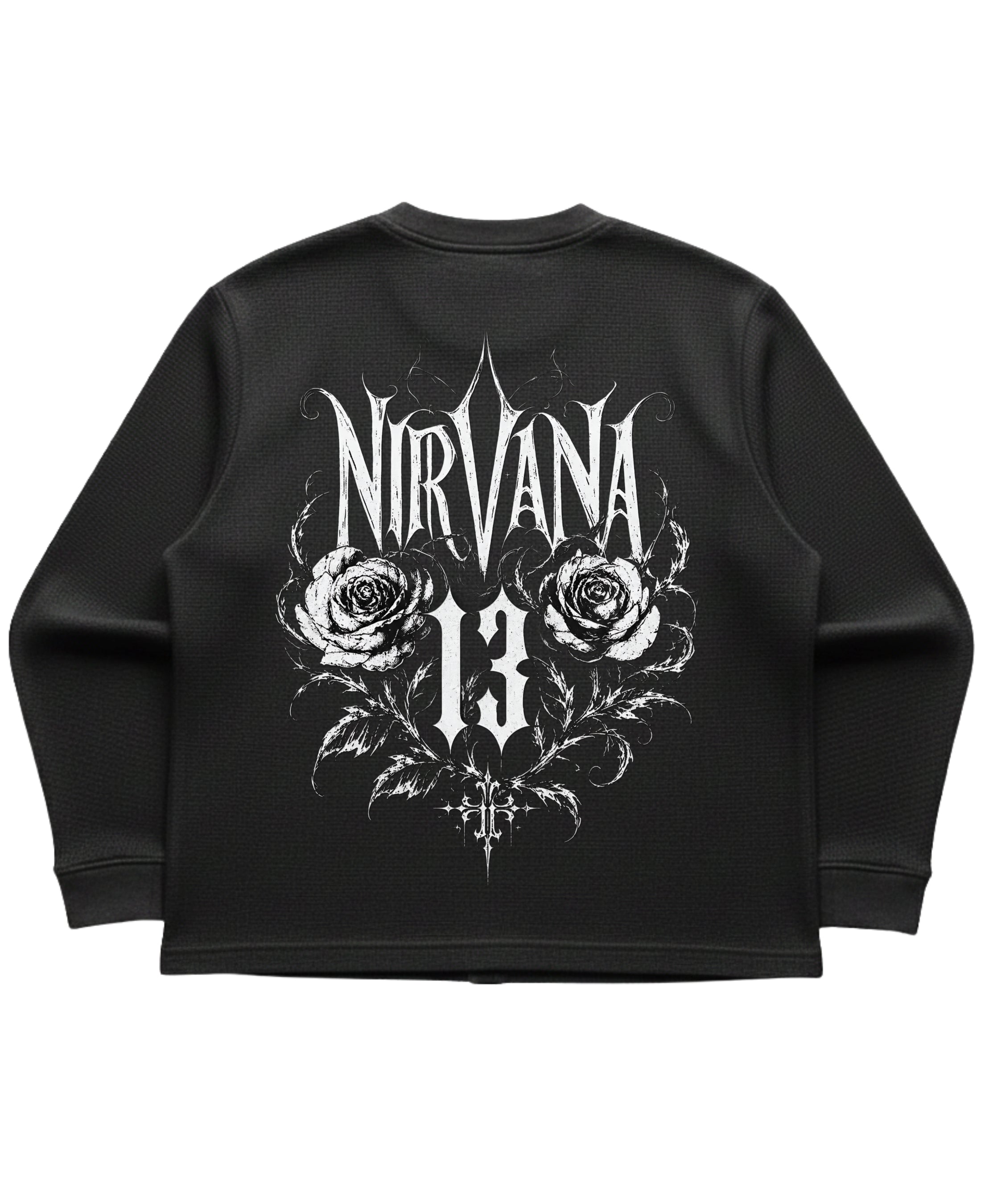Black waffle knit oversized full-sleeve Back Design