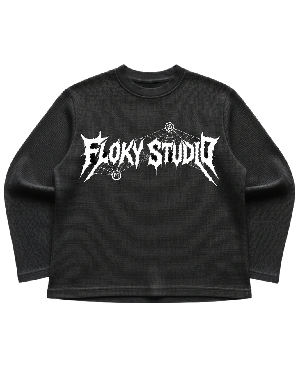 Black waffle knit oversized full-sleeve Front Design