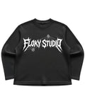 Black waffle knit oversized full-sleeve Front Design