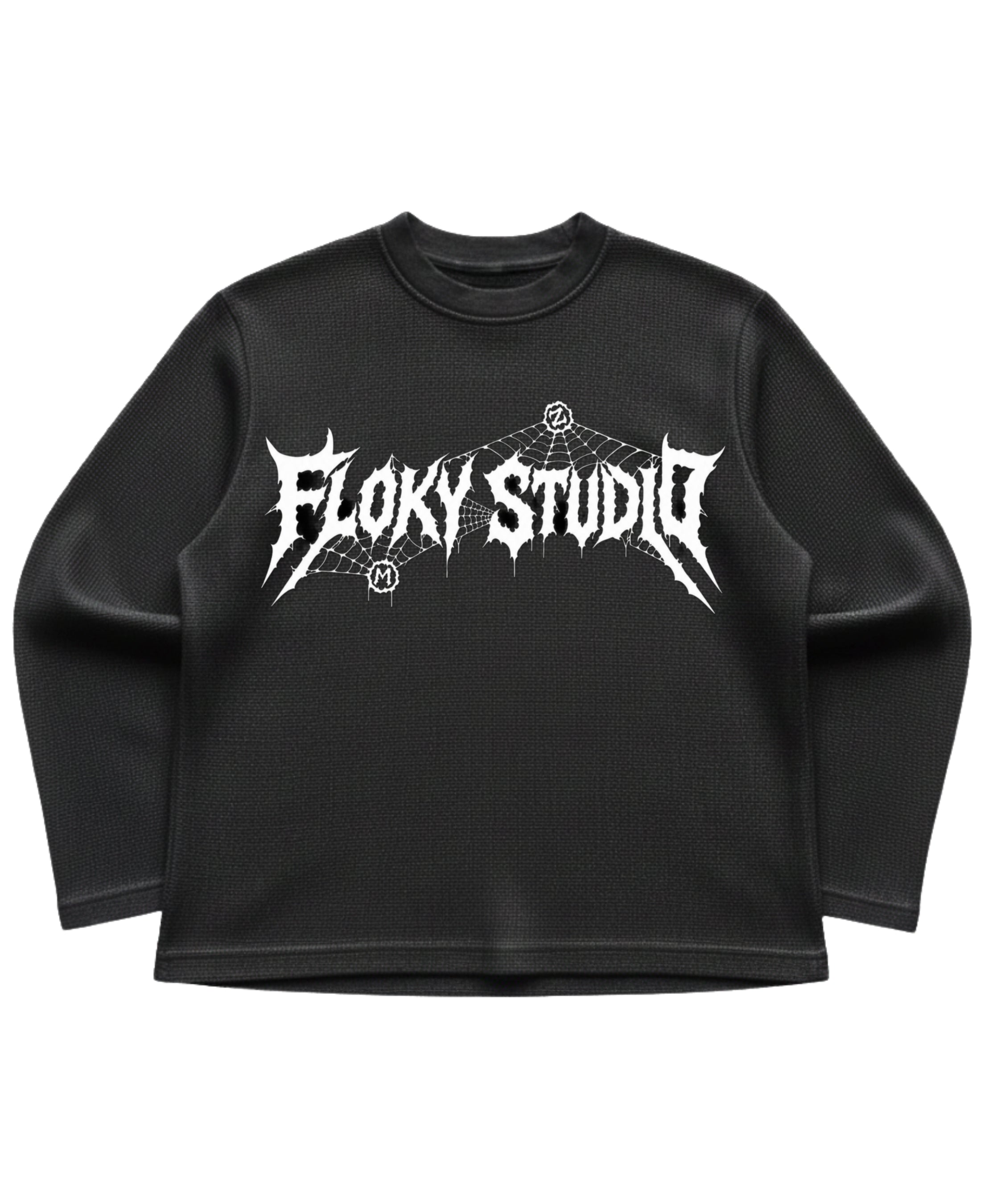 Black waffle knit oversized full-sleeve Front Design