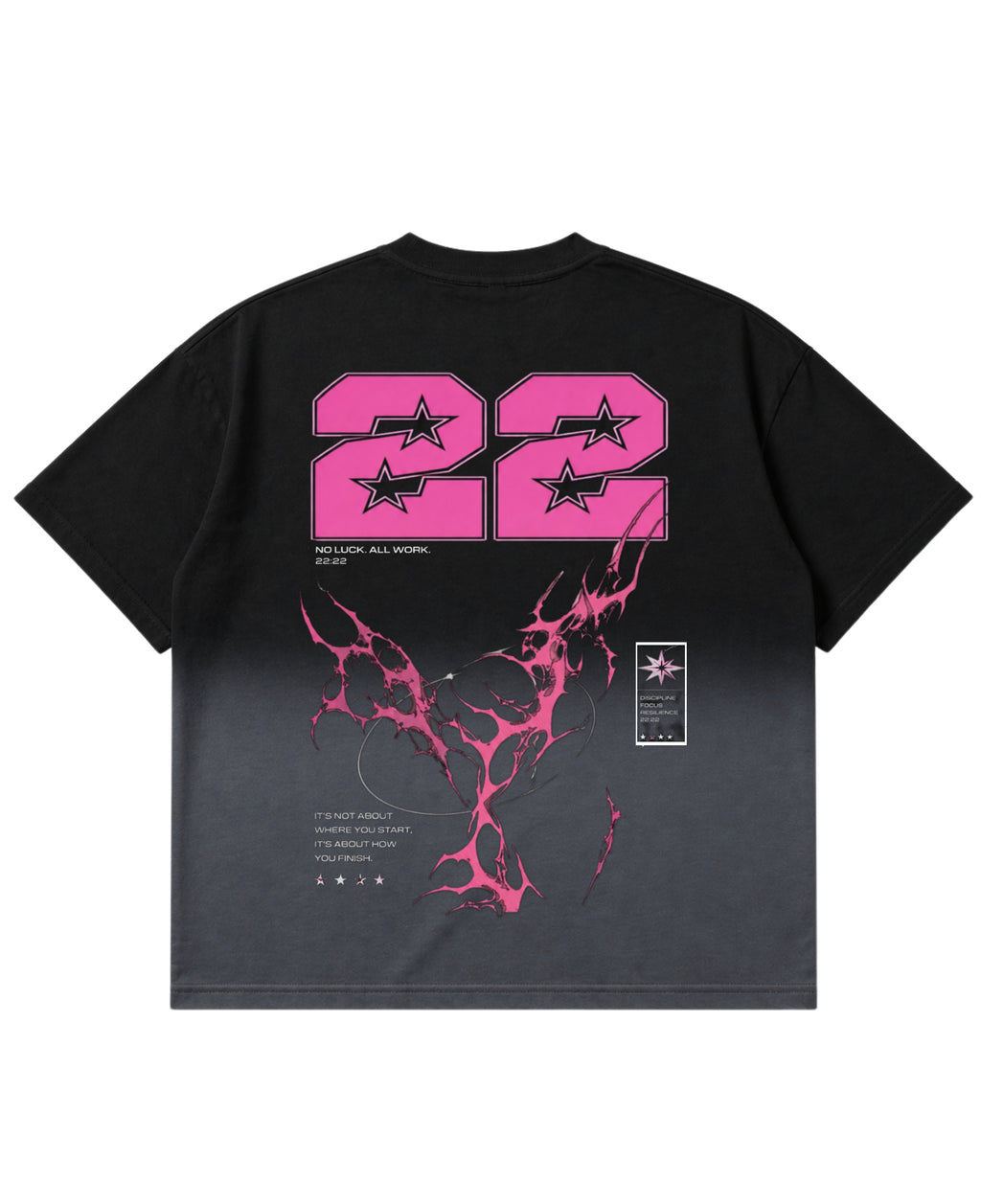 Black Ombré Wash Boxy Fit T-shirt Back Design