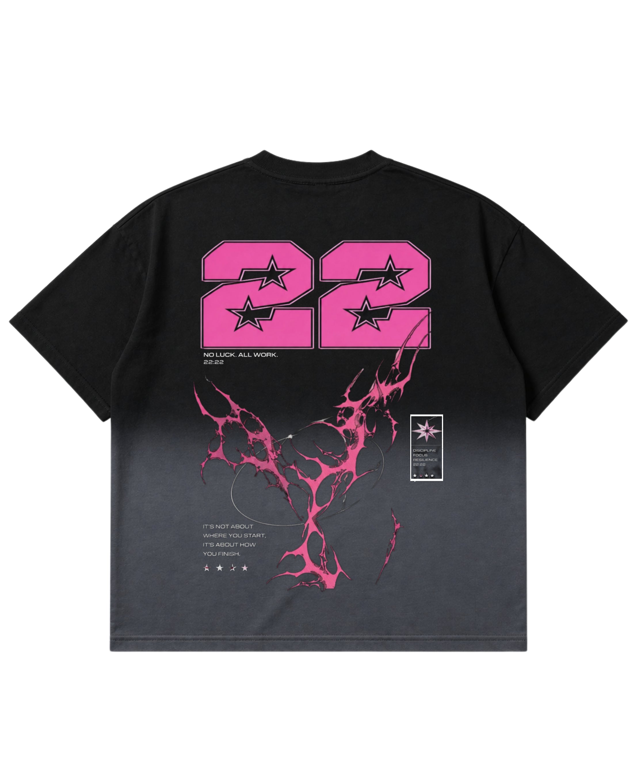 Black Ombré Wash Boxy Fit T-shirt Back Design