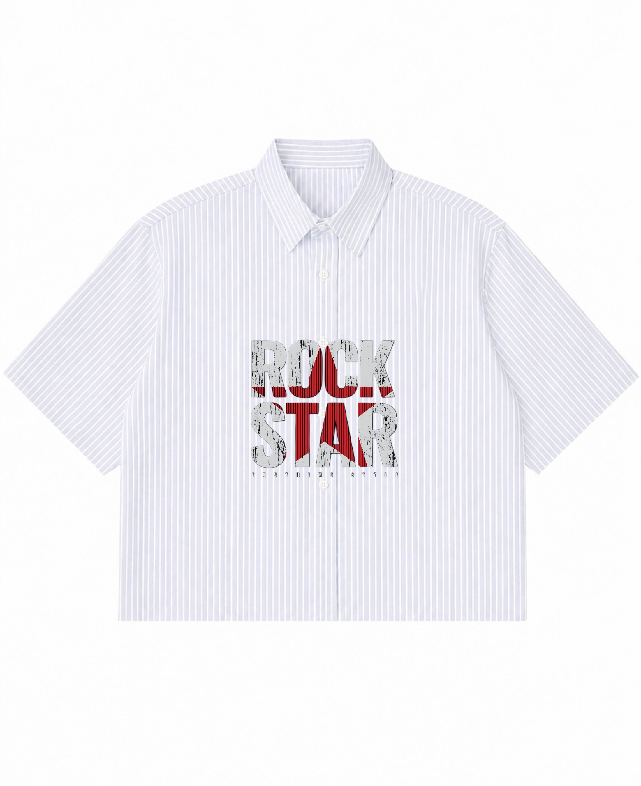Blue Striped Oxford Boxy Shirt Front Design