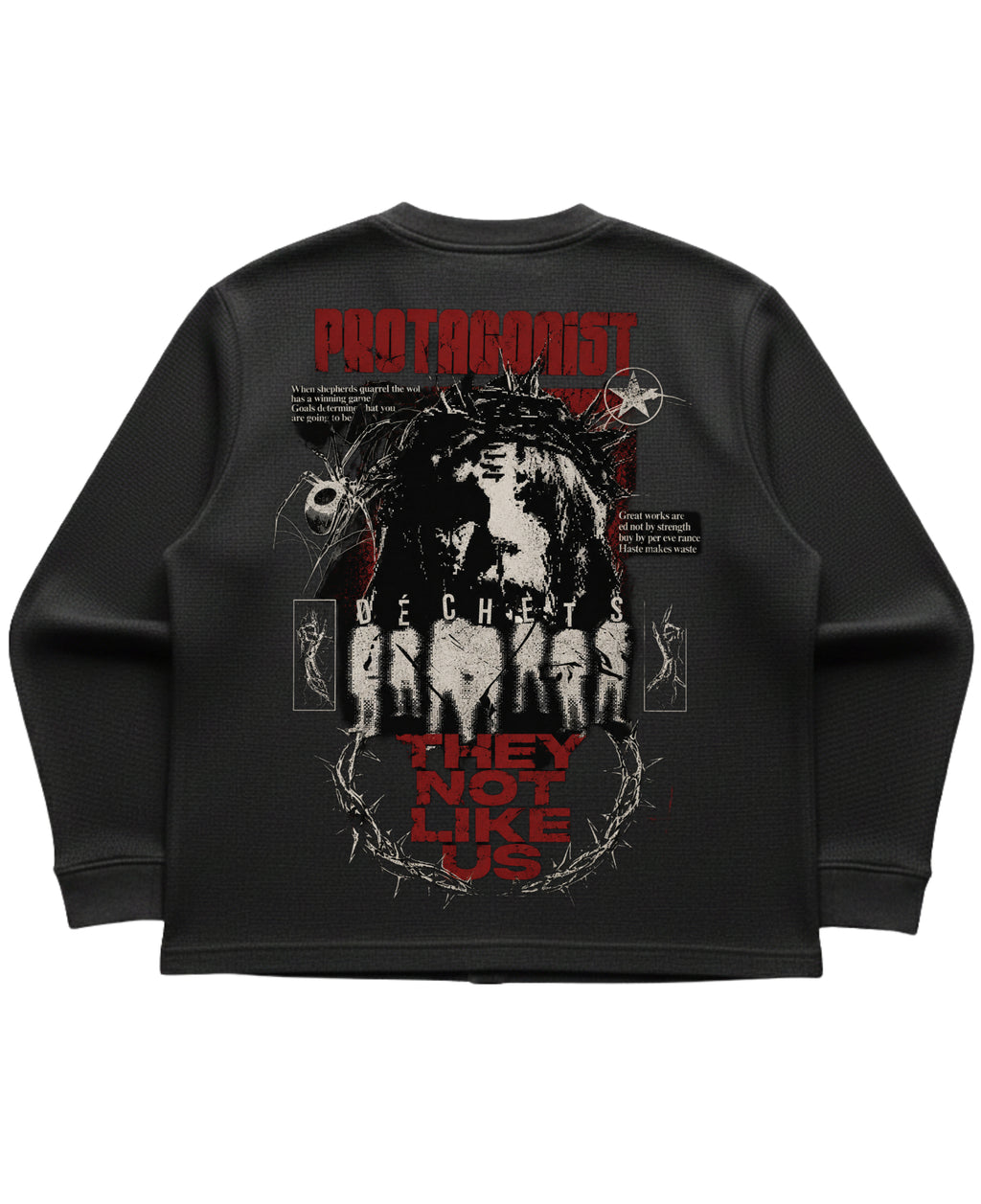 Black waffle knit oversized full-sleeve Back Design
